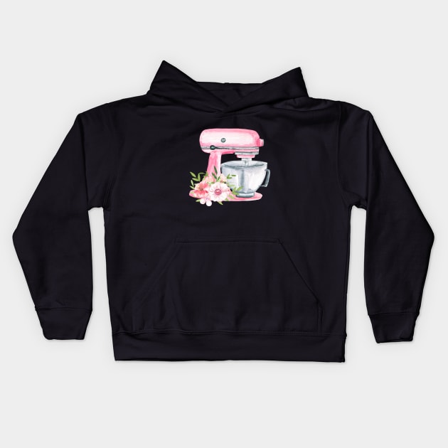 Pink Mixer Kitchen Cooking Tools Kids Hoodie by NatureGlow